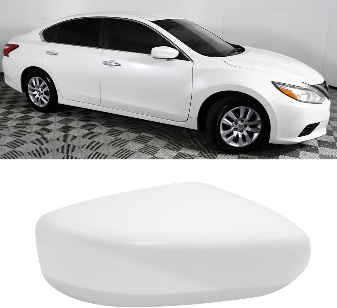 Moonlinks Compatible with Nissan Altima 2013 2014 2015 2016 2017 2018 Mirror Cover Replacement, White Mirror Cap Trim Without Turn Signal Light for Right Passenger Side