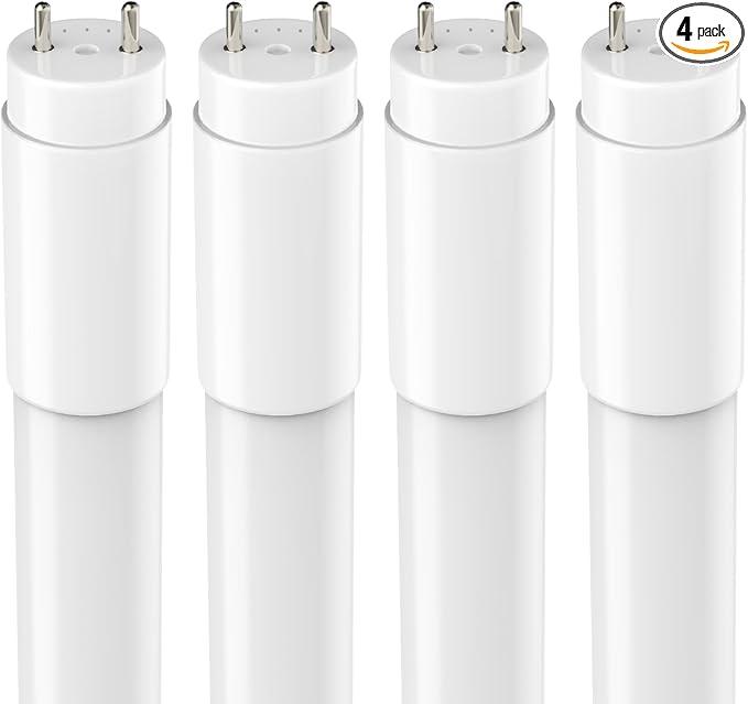 4 Pack T8 LED Tube Lights 4FT, Fluorescent Replacement, 48 Inch, 14W, 2450LM, 5000K Daylight, Single or Double End Power, Type A+B, Plug and Play or Ballast Bypass, Frosted