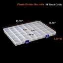 2 Pack Fixed 48 Grids Clear Plastic Divider Storage Box, Transparent Organizer Container Case for Bead, Button, Jewelry, Diamond, Craft, Small Parts, Sewing KitDIY Accessories
