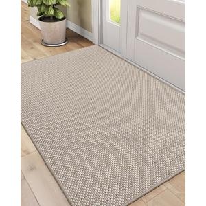 DEXI Indoor Door Mat 32x48, Washable Entrance Mats with Non Slip Rubber Back, Ultra Thin Entryway Mats Absorbent Dirt Carpper Front Back Doormat for Entry Floor Inside Home, Beige