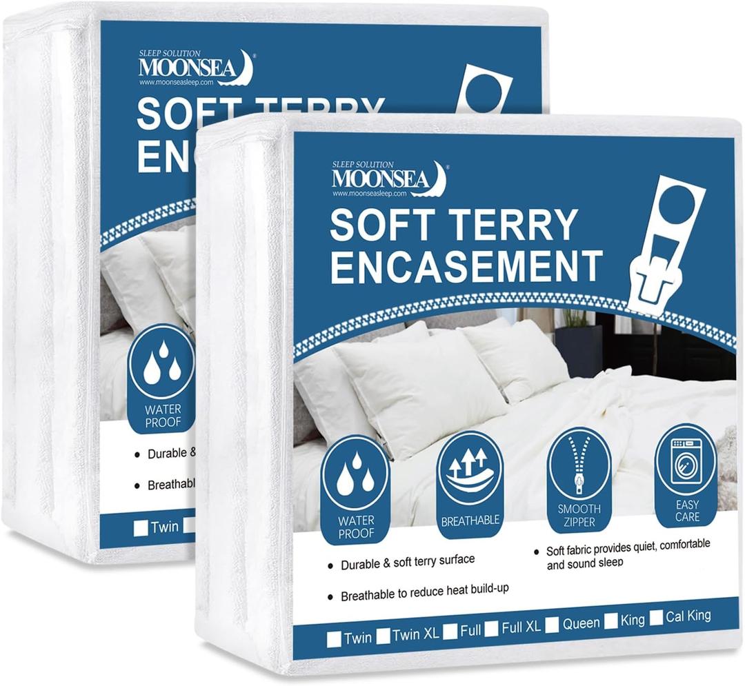 Zippered Mattress Protector 2 Pack with Ultra Soft Terry Surface, 6-Side Waterproof Mattress Encasement, Durable Zipper, Noiseless, for Standard Queen Size Mattress 60'' X 80''(10-14 in.H) Zippered Mattress Protector 2 Pack with Ultra Soft Terry Surface, 6-Side Waterproof Mattress Encasement, Durable Zipper, Noiseless, for Standard Queen Size Mattress 60'' X 80''(10-14 in.H)