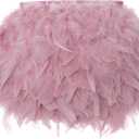 AWAYTR 5 Yards Turkey Feather Trim - 4~6in Width Natural Fluffy Feather Trim Fringe for DIY Dress Crafts Costumes Decoration (Leather Pink)