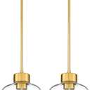 2-Pack Pendant Lights Kitchen Island, 8" Brushed Gold Hanging Light Fixtures with Clear Glass Shade, Modern Brass Kitchen Pendant Lighting Over Island for Dining Room, AD-24024-1P2L-GD