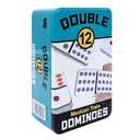 Front Porch Classics, Double 12 Colored Dot Dominoes Set On-The-Go Travel Storage Tin, 2 to 8 Players Ages 8 to 99