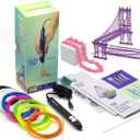 3Doodler Flow 3D Printing Pen for Teens, Adults & Creators Black, with Free Refill Filaments, Stencil Book & Guide, 3.1 x 10.74 x 4.44 inches