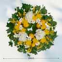 24 Inch Artificial Lemon Wreath for Front Door Yellow Daffodils, White Hydrangeas, Green Leaves with Wheat Stalks Spring Summer Wreath for Wall, Window, Party Decor