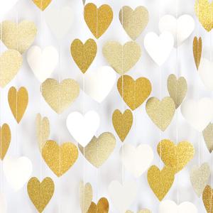 White-Gold Champagne Party-Decorations Heart Streamers Garland - 52Ft Christmas Wedding Engagement Hanging Paper Banner,Bachelorette Neutral Baby Bridal Shower Decor Banners Lasting Surprise White-Gold Champagne Party-Decorations Heart Streamers Garland - 52Ft Christmas Wedding Engagement Hanging Paper Banner,Bachelorette Neutral Baby Bridal Shower Decor Banners Lasting Surprise