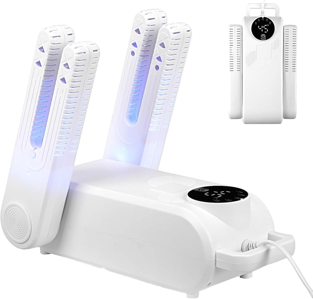 Boot Dryer for Work Boots Laelr Electric Shoe Dryer and Warmer with 360Heat Blower 5 Intelligent Timers 180 Foldable No Damage Low Temperature Drying Rack for Work Boots Sneakers Gloves and Socks