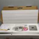 BESy Tub Filler Freestanding Bathtub Faucet Waterfall Floor Mount Brass Single Handle Bathroom Tub Faucets High Flow Bath Shower Faucets with 2 Function Handheld Sprayer Brushed Nickel