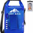 HEETA Dry Bag Waterproof for Women Men, 5L/10L/20L/30L/40L Roll Top Lightweight Dry Storage Bag Backpack with Phone Case for Travel Swimming Boating Kayaking Paddle Board Camping Beach Accessories (Navy Blue)