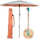 Handy Beach Umbrella & Anchor System, Large 7ft Silver Coated UPF 55 Canopy, 10 Second Installation, Wind Resistant, Durable, Lightweight, Comfortable Dual Pocket Bag Included