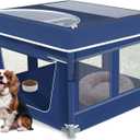 Dog Playpen with Cover 42 × 42 Inch, Puppy PlayPen with Gate for Puppies, Pet PlayPen with Roof for Outdoors & Indoors, Thickened Fabric, Safe & Sturdy Dog Fence