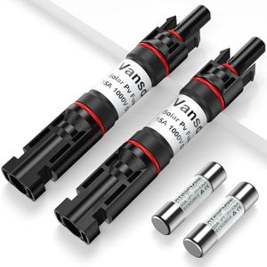 Vansdon 2PCS 15A Solar Fuse Holder Inline，Solar PV Fuse Holder,Waterproof Solar Fuse Connector for Solar Panel and Solar Controller
