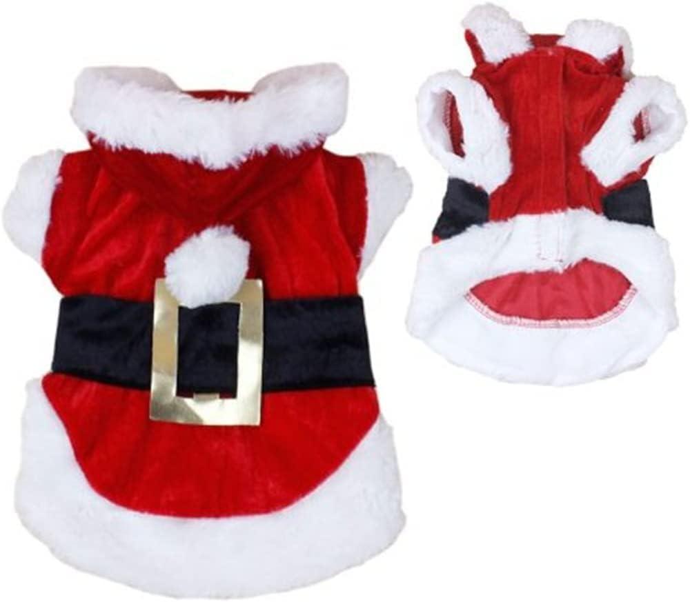 Idepet Santa Dog Costume Christmas Pet Clothes Winter Hoodie Coat Clothes for Dog Pet Clothing Chihuahua Yorkshire Poodle (M) (Medium (Pack of 1))