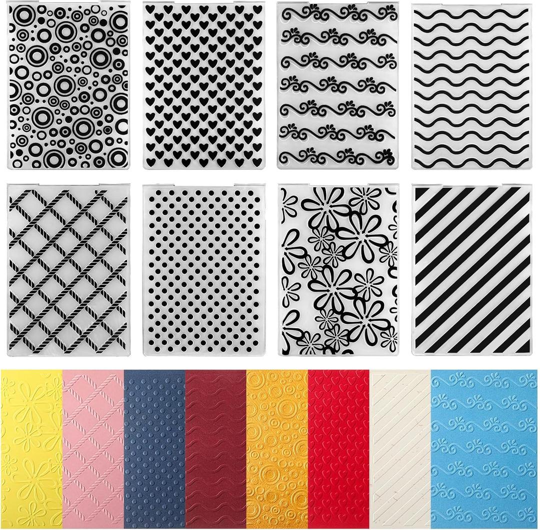 Geiserailie 8 Pcs Embossing Folders 2d/3D Embossing Machine Template Paper Card Folder for DIY Making Flower Scrapbook Photo Album Craft Decoration 5.9 x 4.1/6.9 x 4.9 Inch (Classic Style)