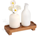 Wood Riser Small Decorative Tray Sink Soap Dish, Vanity Tray Pedestal Stand 8.7 x 3.6 inches (Light Brown)