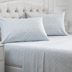 Mellanni King Sheets Set - 4 PC Iconic Collection Bedding - Hotel Luxury, Extra Soft, Cooling Bed Sheets - Wrinkle, Fade, Stain Resistant (King, Laced Sky Blue)