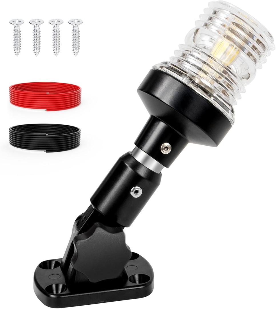 Anchor Light Stern Light for Boats LED, Boat Navigation Lights 3 Nautical Mile Visibility, Waterproof IP67 White Fold Down Pontoon Boat Lights for Marine, Jon Boat, Small Boats (12~24V, 6) Anchor Light Stern Light for Boats LED, Boat Navigation Lights 3 Nautical Mile Visibility, Waterproof IP67 White Fold Down Pontoon Boat Lights for Marine, Jon Boat, Small Boats (12~24V, 6)