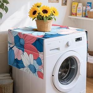 Washer and Dryer Top Covers, Fridge Dust Top Cover Refrigerator Dustproof Cover Washing Machine Covers for The Top with 4 Storage Pockets 22 x 51 in