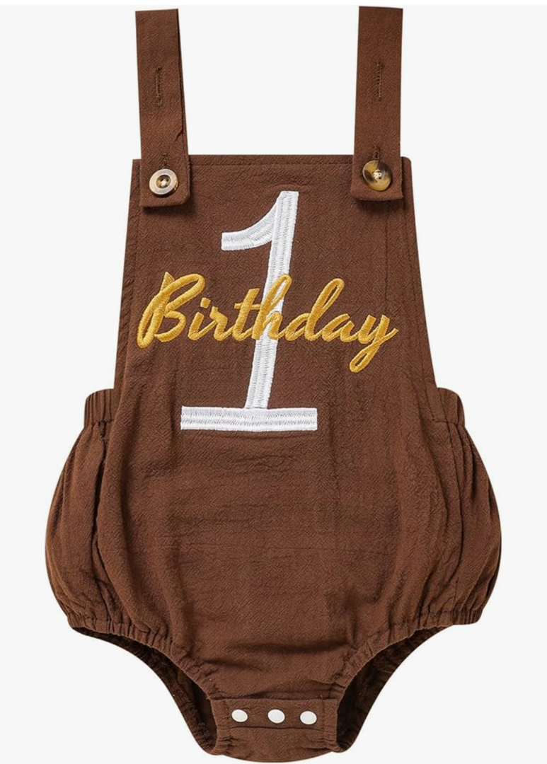Baby Boys Girls 1st Birthday Romper Baby First Birthday Outfit Boy Solid Color Jumpsuit Cake Smash Outfit 9-12months