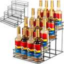16 Bottle Capacity Coffee Syrup Organizer 4 Tier Coffee Syrup Stand Shelf for Coffee Bar Accessories for Coffee Bar Kitchen Small Wine Rack for Bar Family Storage for Syrup Wine Dressing