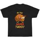 Gamer Turkey Matching Family Group Thanksgiving Party Pajama T-Shirt, Small, Black