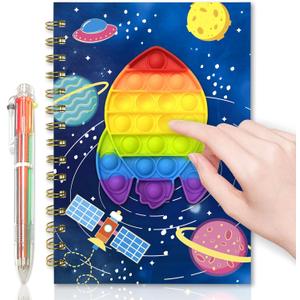 Pop Notebook for Kids, Fidget Boys Diary Journal 8.3x5.7 Inches 160 Lined Pages with 6 Multicolor Pen Spiral Journal for Teenage School Writing Drawing Pop Rocket It Gifts Stuff Age 6 8 10 12