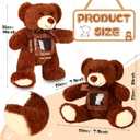 Libima 14 Inch Remembrance Bear Plush Stuffed Animal with Recorder Soft Doll Fabric Animal Toy with a Picture Frame for Baby Shower Wedding Birthday Graduation Gift(Dark Brown)