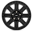 Rough Country 84 Series Wheel - 15 x 8, 5x5.5" Bolt Pattern, 19mm Offset, Gloss Black, 8-Spoke, Rugged One-Piece Aluminum Rim with Black Center Cap
