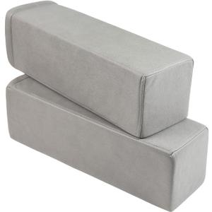 2 Pack Couch Arm Rest Pillow, 6''x6''x20'' Leatharie Waterproof Cover, High Density Foam Armrest Cushion, Removable & Washable Elbow Support for Sofa, Bed, and Armchair (Medium Grey) (5.9x5.9x19.7 IN)