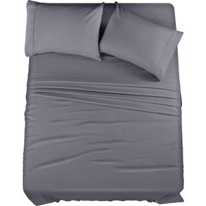 Utopia Bedding California King Sheet Set  4 Piece Bed Sheets for Cal King Size Bed, Soft and Breathable Microfiber, Includes 1 Fitted Sheet, 1 Flat Sheet and 2 Pillowcases (Grey)