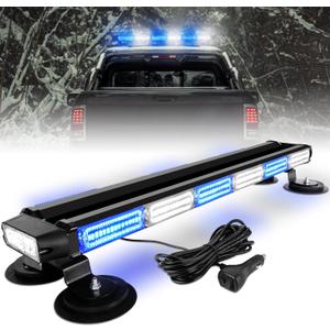 ASPL 26inch 126 LED Rooftop Emergency Strobe Lights Bar Double Side Flashing Safety Warning Traffic Advisor Light Bar Hazard Snow Plow Light for Trucks Vehicles Construction Tow Pickup(Blue/White)