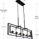 Wellmet Black Gold Modern Chandelier, Rectangle Industrial Pendant Light, 6-Light Farmhouse Rustic Chandelier for Dining Room, Kitchen Island, Living Room, Foyer, Hallway, 45'' L