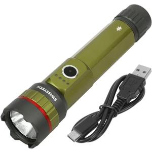 Swiss Tech Tglich Flashlight, 5000 Lumen, LED, Rechargeable, IP67 Waterproof, Magnet Tailcap