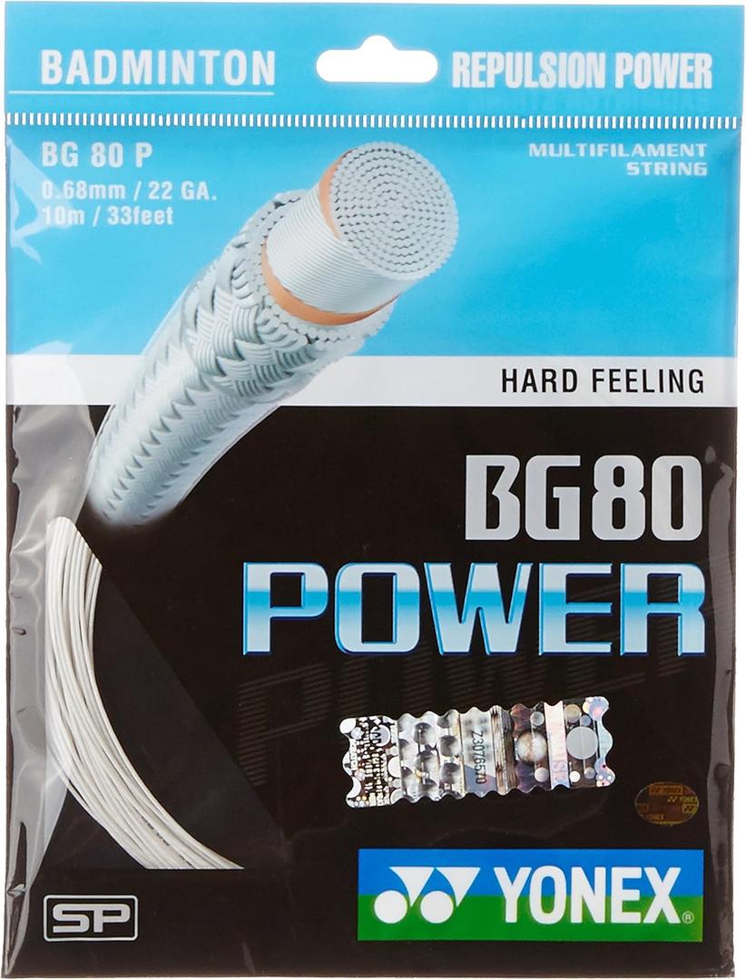 Yonex BG80 Power Badminton Strings, 0.68mm (White)