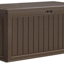 YITAHOME 90 Gallon Large Deck Box, Double-Wall Resin Outdoor Storage Boxes, Deck Storage for Patio Furniture, Cushions, Pool Float, Garden Tools, Lockable & Waterproof (Brown)