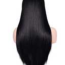 Morvally Women's 26" Long Straight Black Synthetic Resistant Hair Wigs with Bangs Natural Looking Wig for Women Halloween Cosplay
