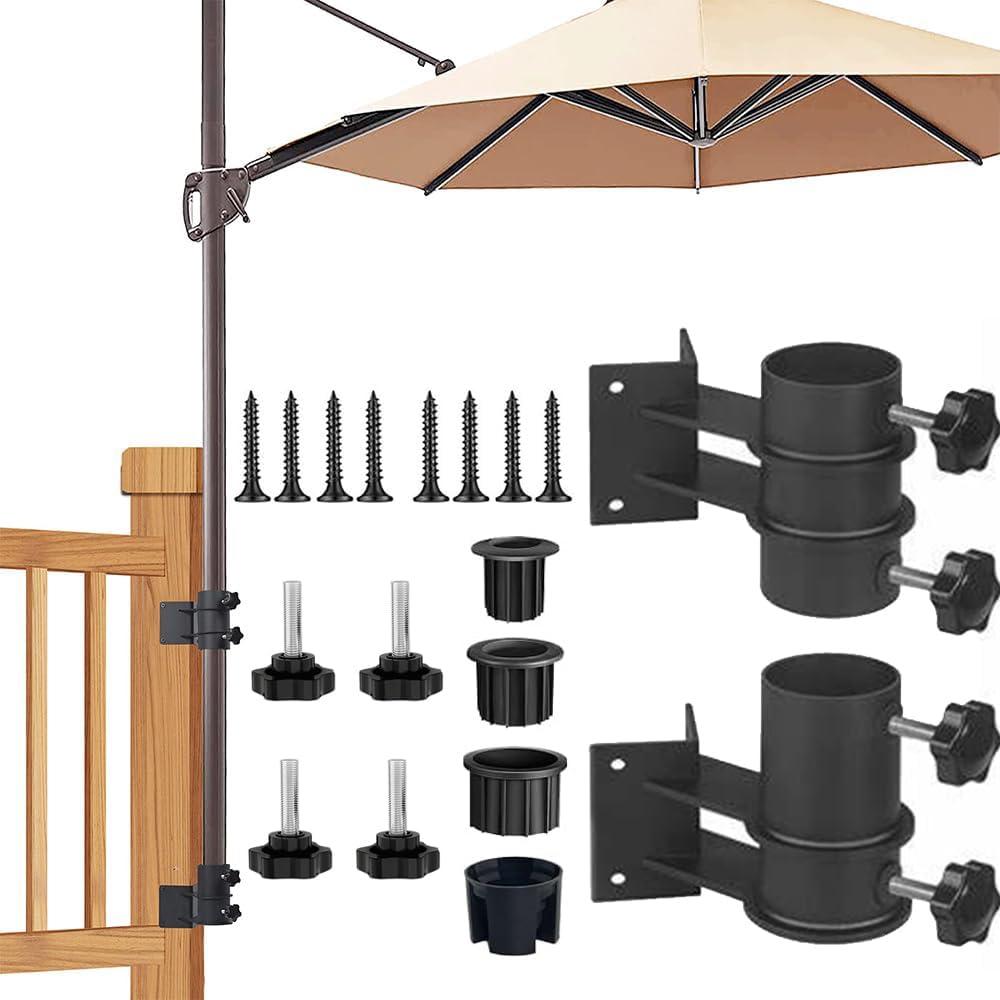 10PCS Heavy Duty Patio Umbrella Holder, Umbrella Replacement Parts with 3 Size Parasol Hole Ring Cover, Wall Mount Parasol Stand Space Saving Set for Balcony Decks Backyard