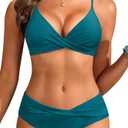 Aqua Eve Women Bikini Set - Two Piece Swimsuit Mid Rise Bathing Suit Push Up Bikini Size M