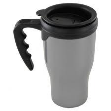Black Travel Mug with Handle, Green Stainless Steel Insulated Tumbler