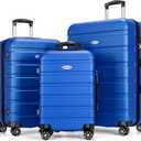 Luggage Sets Hardside Lightweight Suitcase with Spinner Wheels TSA Lock, 3-Piece Set (20/24/28), Blue