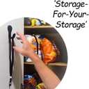 LUXES Pantry Door Storage Set for Fresh Food, Chips, and Snacks With Self-Storage Mount | Compact Alternative to Chip Clips & Magnetic Fridge Clips | Reusable AirTight Food Storage Bands (5ct) Chip Bag Closers - LUXES (Black)