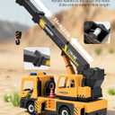 Large Crane Truck Toy with Extendable Crane Arm, Lights & Siren Sounds, Assemble & DIY Truck Engineering Vehicle Toy for Boys Girls Christmas Birthday Gifts Kids Toys for 3 4 5 6 7 8 Years Old