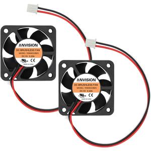 ANVISION 2-Pack 40mm x 10mm DC 5V Brushless Cooling Fan, Dual Ball Bearing, 2-Pin