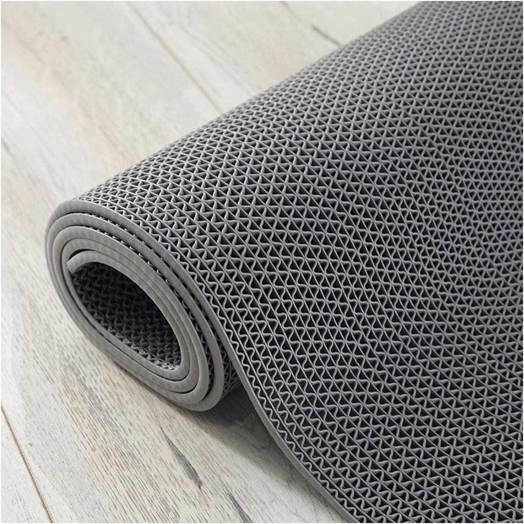 3'x16'5'' Drainage Floor Mat Non Slip Commercial Kitchen Mats Pool Mat Bathroom Floor Mat 1/5'' Thick PVC Mesh Hollow Mat for Wet Area Swimming Pool Bathroom Washroom (Grey, 3'x16'5'')