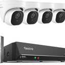 REOLINK 4K Security Camera System, 4pcs H.265 PoE Wired Turret Cameras with Person Vehicle Detection, 4K/8MP 8CH NVR with 2TB HDD for 24-7 Recording, RLK8-800D4