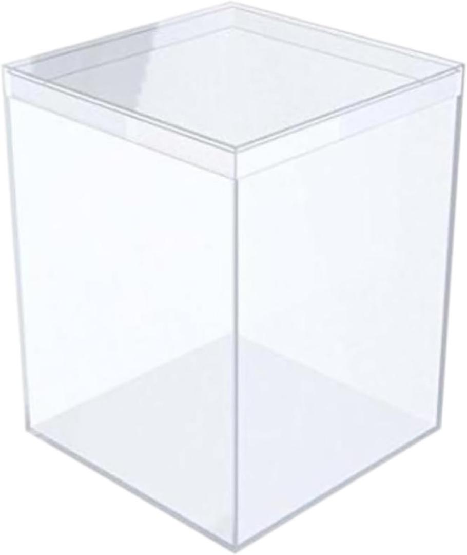 Set of 6 Acrylic Boxes with Lids, 3.44" Square x 4.5" Tall, Made in USA, Clear Display Case for Collectibles, Rocks, Seashells and Crafts Storage & Organization