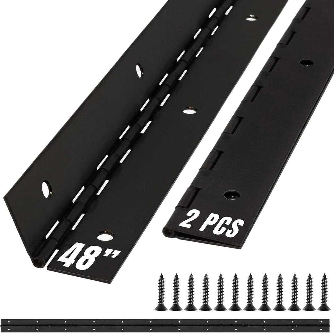 ALBO 48 Inch Black Heavy Duty Piano Hinge Continuous Stainless Steel 304 (2-Pack), Surface Mount Cabinet Hinges Matte Black 48"x2" for Industrial Equipment & Commercial Display, Professional