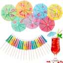 Cocktail Umbrellas - 50PACK Drink Umbrellas for Drinks, Paper Mini Umbrella for Drinks Hawaiian Cupcake Toppers Cocktail Garnishes Colorful Paper Toothpicks for Party Decorations (Multicolor)