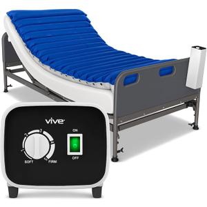 Vive 5" Alternating Pressure Mattress - Air Topper Pad for Bed Sore, Ulcer Prevention, Bedridden Treatment - Inflatable, Quiet Alternative Cover - Fits Hospital Bed - Includes Electric Pump System